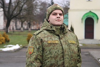 Рядовой Матвей Кульнис, новобранец Лидского пограничного отряда